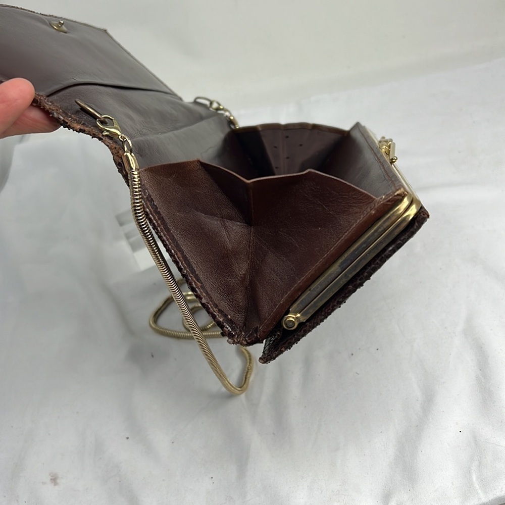 Brown Python Structured Long Clutch Shoulder Bag … - image 5